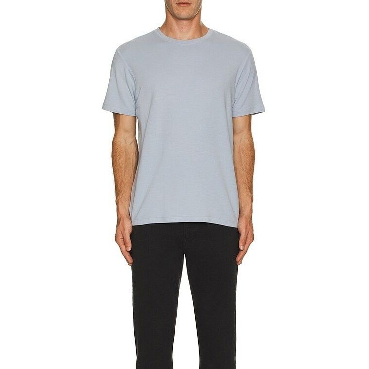 Frame Shirt Mens Medium Soft Blue Pullover Textured Short Sleeve Duo Fold